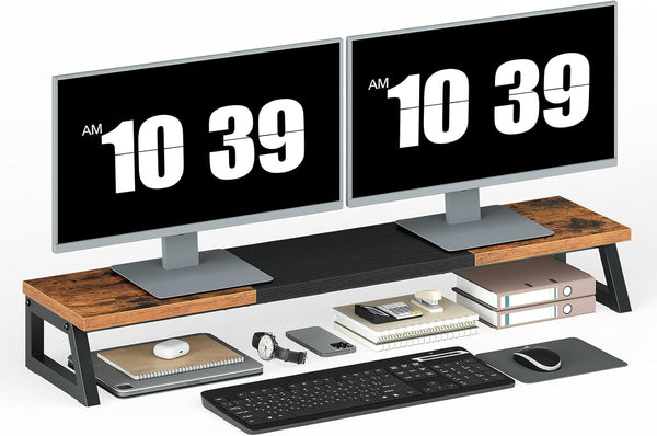 HOOBRO Dual Monitor Stand Riser, 39 Inch Large Computer Monitor Stand for