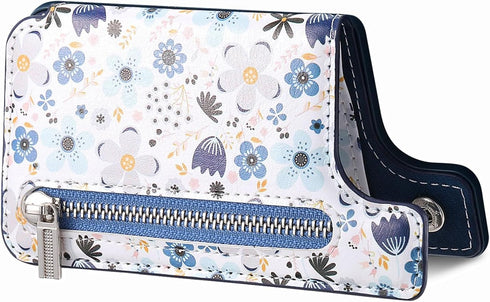 Stick on Wallet for Phone Case, Credit Adhesive Card Holder for Back of Phone Cases, Flip Leather Zipper Flower Wallet