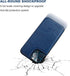 ONETOP Wallet Case for iPhone 12 and iPhone 12 Pro, PU Leather Kickstand with Card Holder, Shockproof Cover, Blue