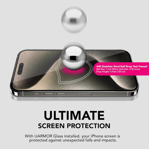 UARMOR Glass HD Clear Screen & Camera Lens Protector for iPhone 15 Pro Max, 9H Tempered Glass with Easy Installation