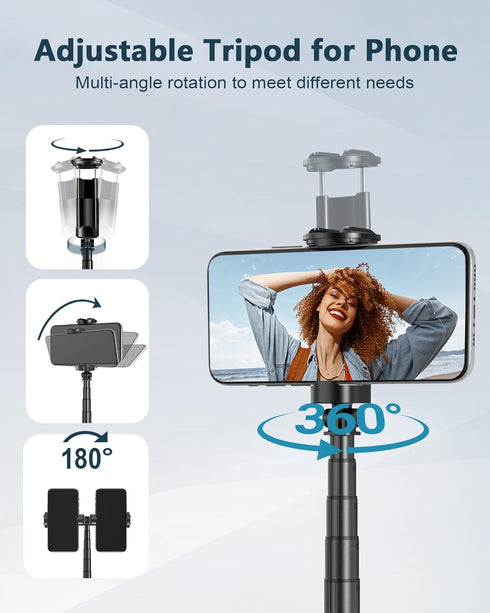 SonixForce 67 360 Automatic Phone Tripod, Auto-Deploy Selfie Stick Tripod with Remote - Rotatable Extendable - Portable