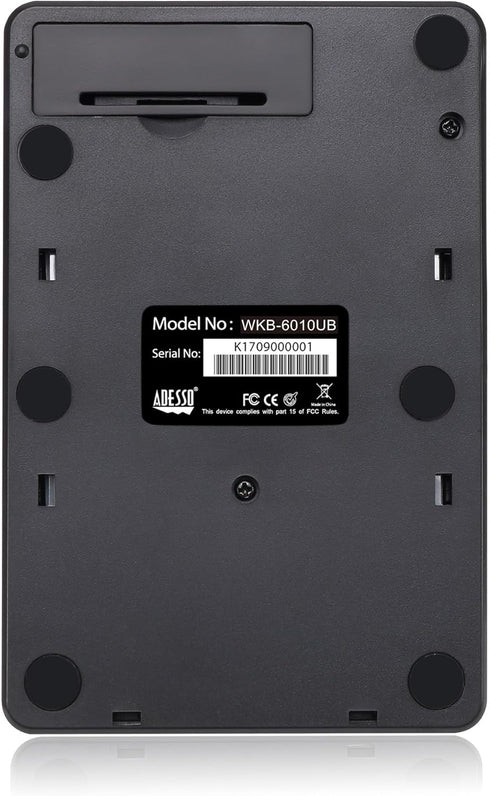 Adesso WKB-6010UB 18-Key - Wireless Spill Resistant Numeric Keypad Number Pad, Black