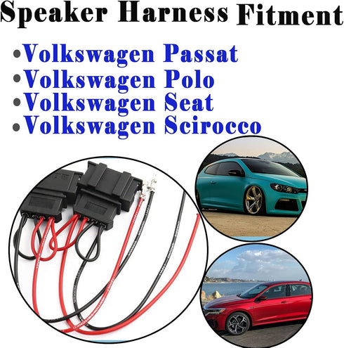 4 Pack Speaker Wire Harness Adapter Replacement for Volkswagen Jetta, GLI, GTI, Beetle, Golf, Passat, Polo