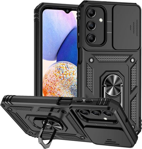Samsung Galaxy A15 5G Case - Military-Grade, HD Screen Protector, Slide Camera Cover & Kickstand (Black) by SunStory.