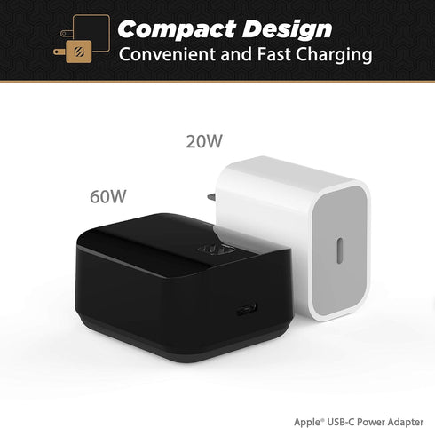 Scosche HPDC60-SP Powervolt 60W USB Type-C Wall Quick Charger, Compatible with All Power Delivery Devices in Black