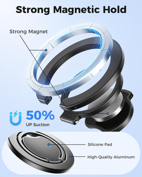 SUPERONE 17/16/15/14/13/12 Upgraded Ultra-Thin Magnetic Phone Grip for MagSafe Ring Holder, Removable Gym Dual-Sided
