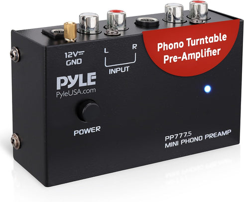 Pyle Phono Turntable Preamp - Mini Audio Stereo Phonograph Preamplifier with RCA