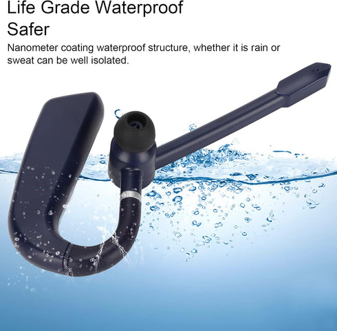 PUSOKEI Single Ear Bluetooth Earpiece, Waterproof 270° Rotatable Handsfree Headset with Mic for Business Office Driving