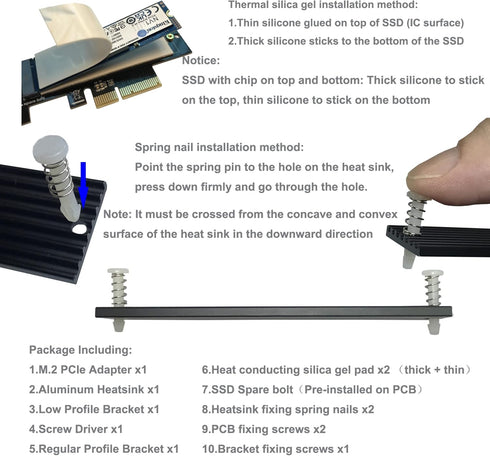 M.2 NVME to PCIe 3.0/4.0 x4 Adapter - NVME/AHCI SSD to PCIe Expansion Card with Heatsink