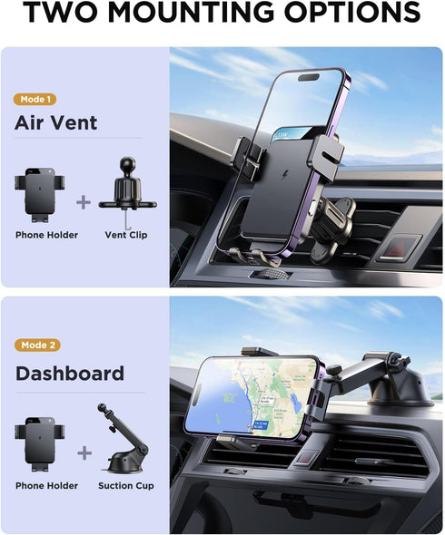 JOYROOM Wireless Car Charger, 15W Qi Fast Charging Car Charger Phone Holder, Auto-Clamping for iPhone 15 Pro Max