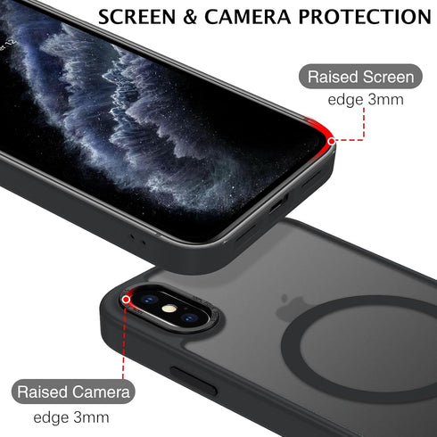 Telaso iPhone X/Xs Case - Slim, Shockproof, Anti-Scratch, Matte Black, Compatible with MagSafe Wireless Charging.