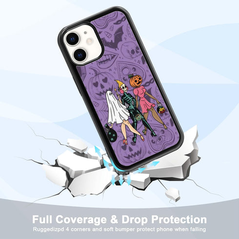 Halloween Spooky Ghost Phone Case for iPhone 11, TPU Shockproof Protective Cover with Eyeball Bat Bones Design - Gift