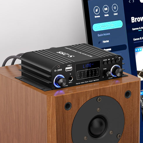 Facmogu S-288 4 CH Bluetooth 5.0 Home Audio Amplifier, RMS 45Wx4, Max 600W, USB, SD, FM, with Remote Control