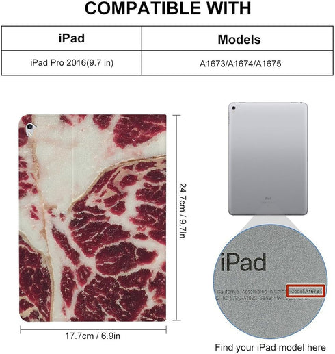Generic Air1 2019 Beef Steak Meat Case Compatible with iPad Pro Mini Protective Cover with Stand