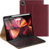 Leather Keyboard Case for iPad Air 5th 4th Generation, 7 Color Backlight BT Keyboard Folio, Wine