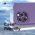 Bling Camera Lens Protector for iPhone 14 Pro/Pro Max - 9H Tempered Glass, Metal Ring, Purple Glitter, 3+1 Accessories.