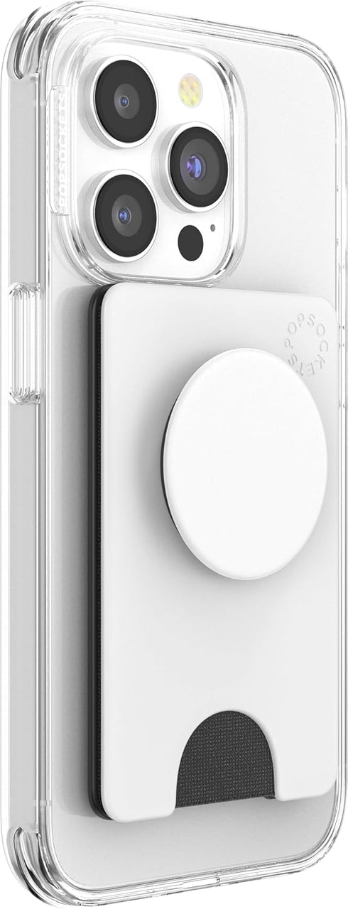 PopSockets Phone Wallet with Expanding Phone Grip, Card Holder, Solid PopWallet - White Black