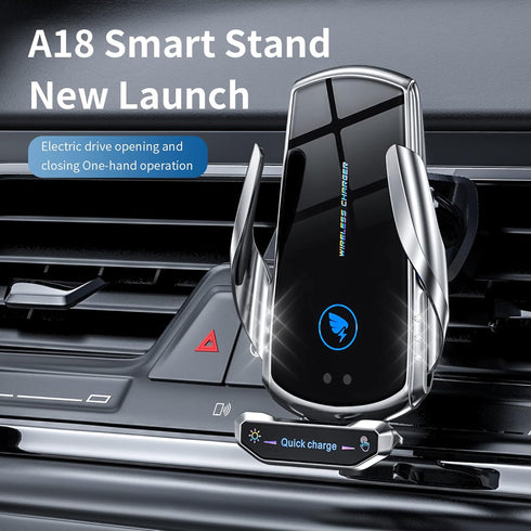 Wireless Car Charger Mount, 15W Fast Charging, Auto Clamping, Compatible with All Android, Blue