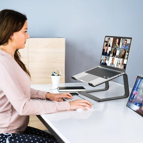GleYo 10-16" Laptop Stand for Desk Portable Computer Riser Metal Notebook Holder Printer Stand Office Desk Accessories