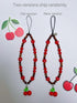 Drawwind Phone Charm Strap, Handmade Beaded Phone Lanyard Wrist Strap for Women Girls (Sweet Cherries)