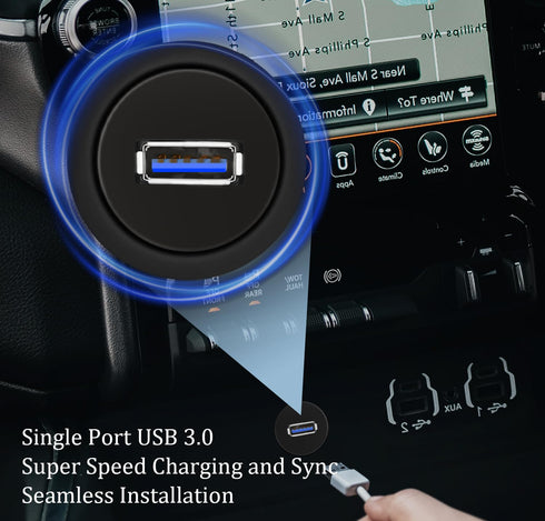 GOBGOD 3.0 1ft Single Port USB Car Flush Mount Cable, USB Dash Mount Adapter Male to Female for Car Truck Boat