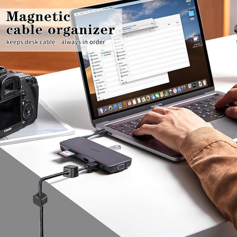 6 Pack Magnetic Cable Clip, Under Desk Cable Management, Adhesive Cord Clip Storage Box for Home Desk Phone Car Wall