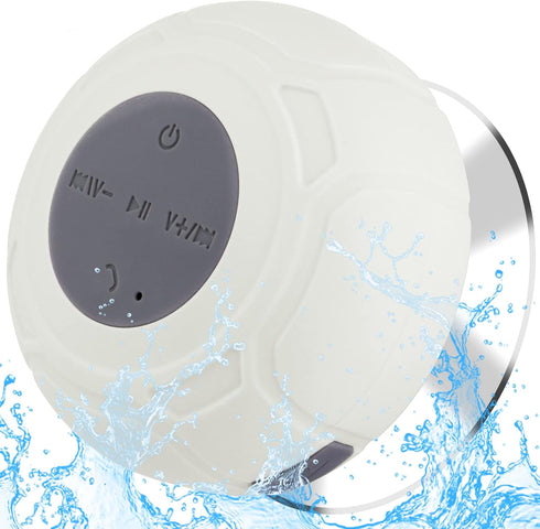 Waterproof Bluetooth Shower Speaker, Portable Wireless Water-Resistant Speaker with Built-in Mic, Suction Cup for