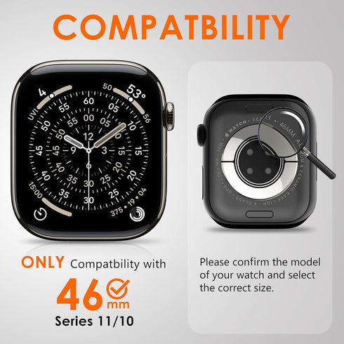FULLIFE 11/10 46mm Waterproof Cover for Apple Watch Series Case | Rugged Bumper | with Screen Protector | for Men Women