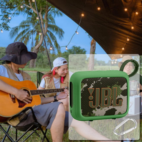 JBL Go 4 Waterproof Bluetooth Speaker Silicone Cover Case, Portable Travel Case with Carabiner, Protective Skin Case