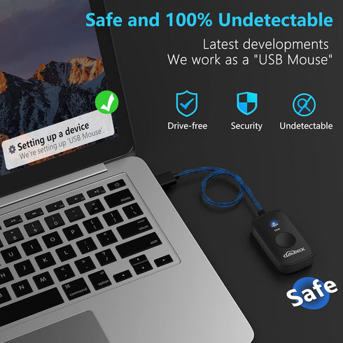 Mouse Jiggler Undetectable for Computer, USB Mouse Mover, Gaming Automatic Continuous and Assistive Click Device, Plug & Play, Simulate Mouse Pointer Movement to Prevent PC Going Sleep