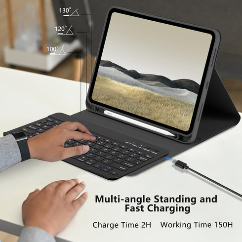 FUWANG Keyboard Case for iPad Air 11 inch (M2) 2024 & 10.9 inch for iPad Air 5th 4th Generation, Detachable Bluetooth