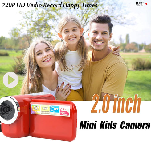 Kids Camera Camcorder, Portable 16X HD Digital Video Camera Camcorder with 2-inch TFT LCD Sceen,for Kids YouTube or Vlog 16MP Digital Camera DV Video Camcorder,Best Gift for Children(red)