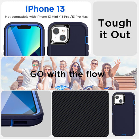 AICase for iPhone 13/iPhone 14 Case(6.1") with Glass Screen Protector,Heavy Duty Drop Protection Full Body Rugged Shockproof/Dust Proof Military Protective Tough Durable for iPhone 13/14 6.1"_1