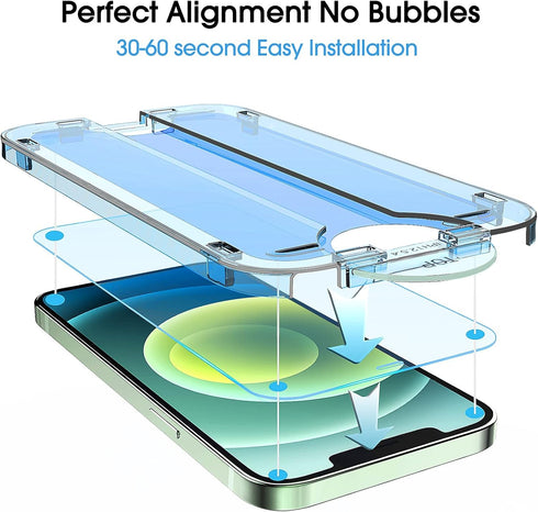 amFilm OneTouch Tempered Glass Screen Protector for iPhone 12 Mini (5.4", 2020) with Easy Installation Kit (2-Pack)