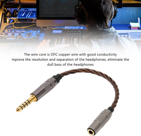 4.4MM Balanced Male to 3.5MM Balanced Female Adapter Cord, Gold Plated Portable Headphone Adapter Cable