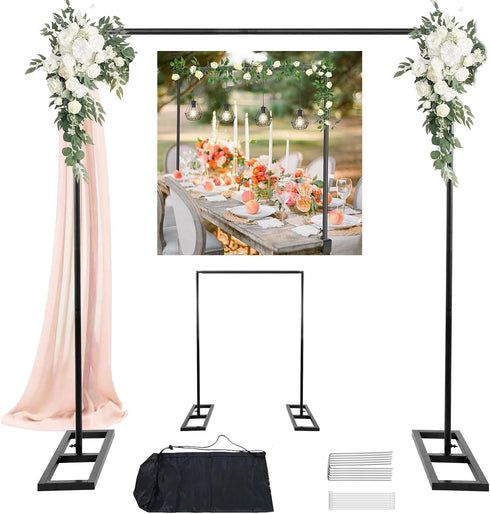 Balloon Arch Stand, 8.2FT Square Wedding Arch Frame, Metal Black Heavy Duty