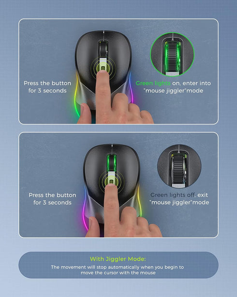 PEIOUS Wireless Mouse, Rechargeable Jiggler Mouse for Laptop - Undetectable Random Movement with On/Off Button -