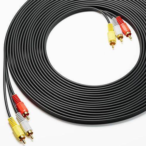 FAWETTY 5FT 3RCA Cable Audio Video 24K Gold Plated Connecting Audio Video Components