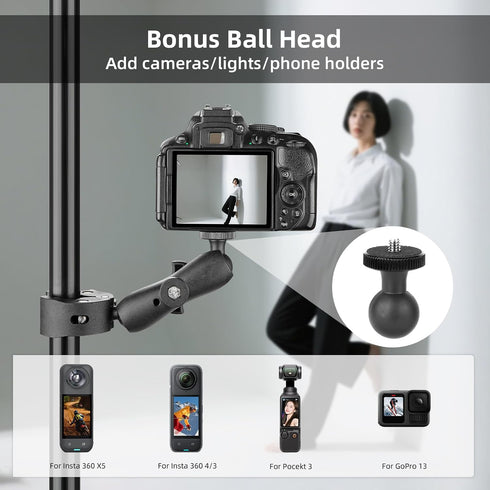 BRDRC Double Clamp Mount Umbrella Holder Camera Pole Bracket for Stroller Wheelchair Monitor Magic Socket Arm Desk