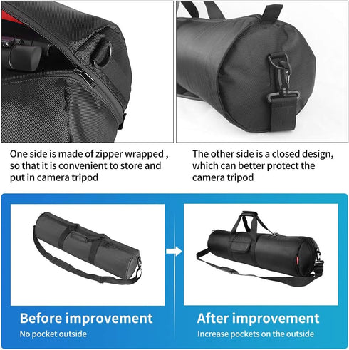 HEMMOTOP 25.6x7in -R06518 Tripod Bag, Tripod Carrying Case Heavy Duty with Two Zippered Pockets, All Sides Thick Padded