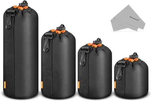 NEEWER Camera Lens Pouch (4 Packs, 4 Sizes) Thick Protective Bag with