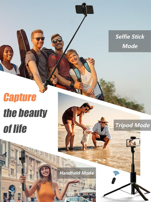 Jishane 61'' Tall Tripod for iPhone - Selfie Stick Tripod All in One Selfie Stick with Wireless Remote, Lightweight