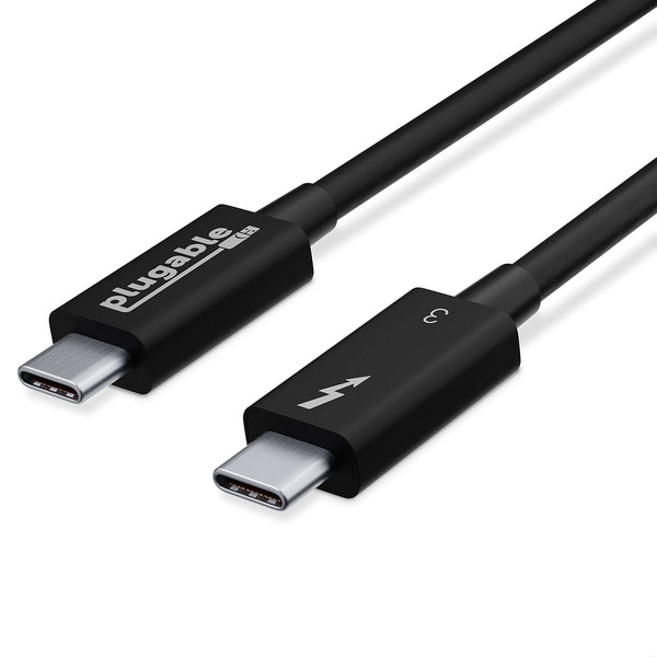 Plugable Thunderbolt 3 Cable, 2.6ft, 40Gbps, 100W Charging (20V, 5A), USB-C Compatible, Driverless,