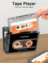 Gracioso Cassette 1100mAH Cassette Cassette Bluetooth Tape Player with Rechargeable Battery, Compact Vintage Player