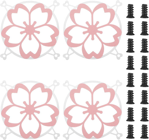 Lounsweer 4 Pcs 120mm Pink Sakura Guard Fan Grill Metal PC Fan