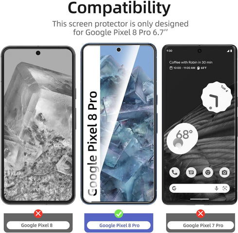NEW'C [3 Pack Designed for Google Pixel 8 Pro Screen Protector Tempered Glass,Case Friendly Scratch-proof, Bubble Free, Ultra Resistant