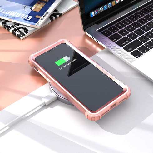 IDweel iPhone 12 Pro Max Case with Screen Protector, Hybrid 3 in 1 Shockproof Slim Heavy Duty Protection, Rose Gold