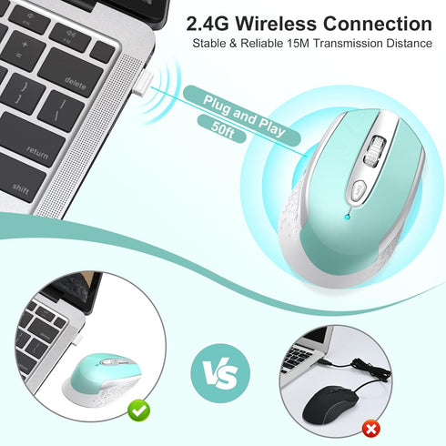RaceGT Wireless Mouse, Ergonomic Optical Mouse for Laptop, 2.4G Portable Silent Mouse, Plug & Play for Desktop,