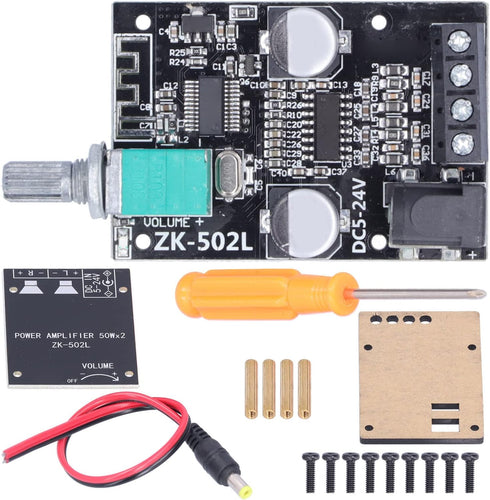 ZK-502L Bluetooth Power Amplifier Board 5.0 Stereo Audio Receiver Dual Channels Digital Audio Amplifier Module for DIY Speakers 5-24V by Walfront