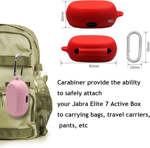 Silicone Case for Jabra Elite 7 Pro/Elite 7 Active in-Ear Bluetooth Earbuds, Premium Soft Skin Cover with Keychain